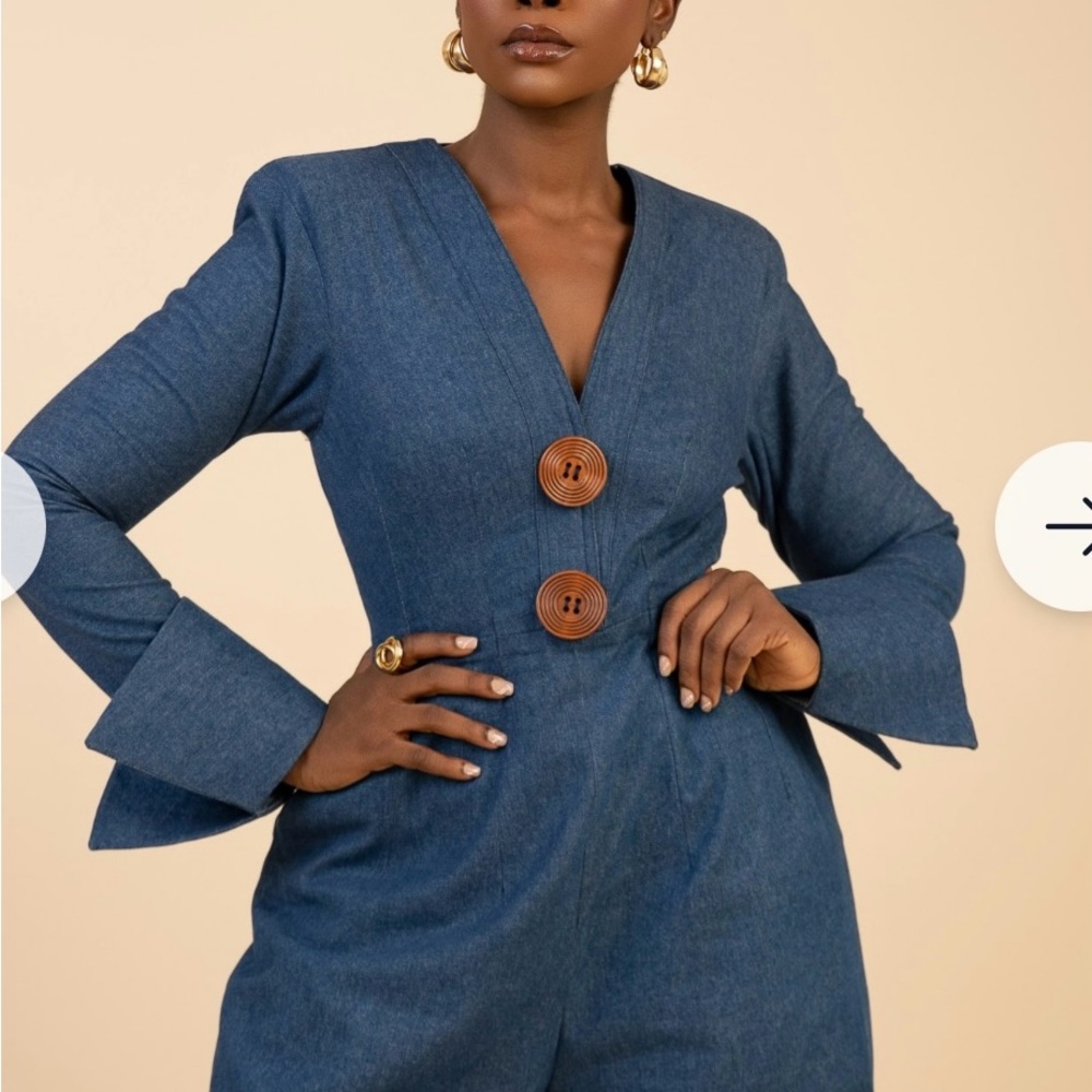 Classic Denim Jumpsuit with Statement Buttons